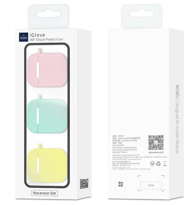 Wiwu Iglove Soft Silicone Cases For Apple Airpod - Macaroon Set 3 Pcs Pack - Tashqila Wiwu Iglove Soft Silicone Cases For Apple Airpod - Macaroon Set 3 Pcs Pack - Tashqila
